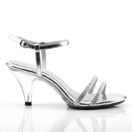 Fabulicious BELLE-316 Sandalettes Clear Metallic Faux Leather Silver EU-44 / US-14