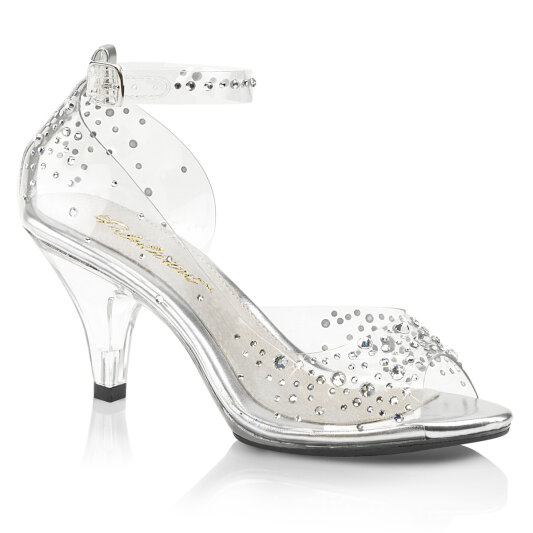 Fabulicious BELLE-330RS Platform Sandalettes Clear Rhinestones Transparent EU-38 / US-8