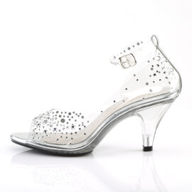 Fabulicious BELLE-330RS Platform Sandalettes Clear Rhinestones Transparent EU-38 / US-8