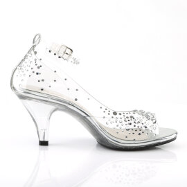 Fabulicious BELLE-330RS Platform Sandalettes Clear Rhinestones Transparent EU-38 / US-8