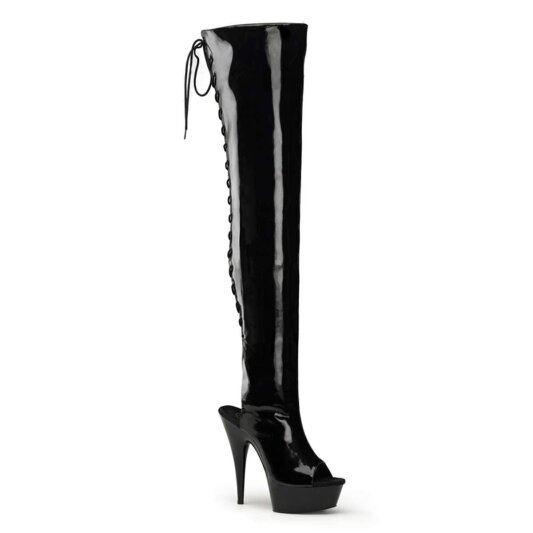 Pleaser DELIGHT-3017 Black Stretch Patent/Black EU-41 / US-11