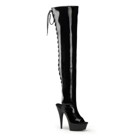 Pleaser DELIGHT-3017 Black Stretch Patent/Black EU-37 / US-7