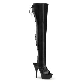Pleaser DELIGHT-3017 Black Stretch Faux Leather/Black EU-42 / US-12