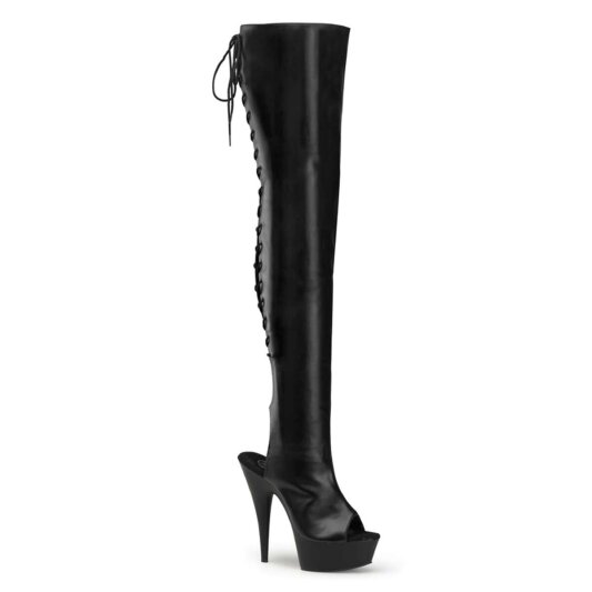 Pleaser DELIGHT-3017 Black Stretch Faux Leather/Black EU-37 / US-7