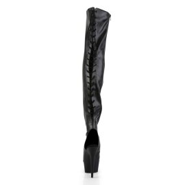 Pleaser DELIGHT-3017 Black Stretch Faux Leather/Black EU-38 / US-8