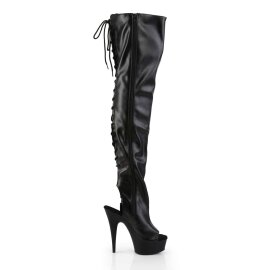 Pleaser DELIGHT-3017 Black Stretch Faux Leather/Black EU-38 / US-8