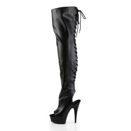 Pleaser DELIGHT-3017 Black Stretch Faux Leather/Black EU-39 / US-9