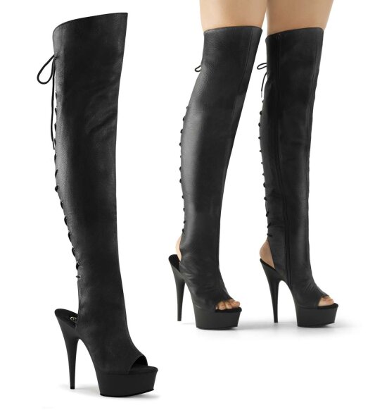 Pleaser DELIGHT-3019 Black Faux Leather/Black Matte EU-35 / US-5