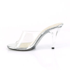 Fabulicious CARESS-401 Mules Clear Silver EU-41 / US-11