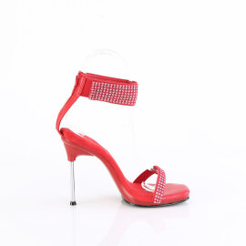 Fabulicious CHIC-40 Sandalettes Faux Leather Rhinestones Red EU-35 / US-5