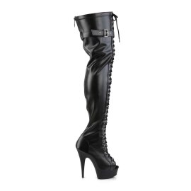Pleaser DELIGHT-3025 Black Stretch Faux Leather/Black Matte EU-41 / US-11