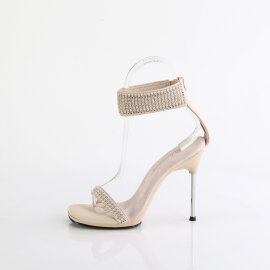 Fabulicious CHIC-40 Sandalettes Faux Leather Rhinestones Beige EU-39 / US-9
