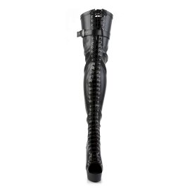 Pleaser DELIGHT-3025 Black Stretch Faux Leather/Black Matte EU-36 / US-6