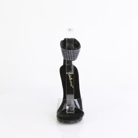 Fabulicious CHIC-42 Sandalettes Faux Leather Clear Rhinestones Black EU-40 / US-10