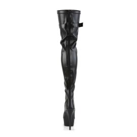 Pleaser DELIGHT-3025 Black Stretch Faux Leather/Black Matte EU-37 / US-7