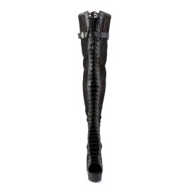 Pleaser DELIGHT-3025ML Black Faux Leather-Mesh-Lace/Black...
