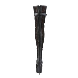 Pleaser DELIGHT-3025ML Black Faux Leather-Mesh-Lace/Black Matte EU-35 / US-5