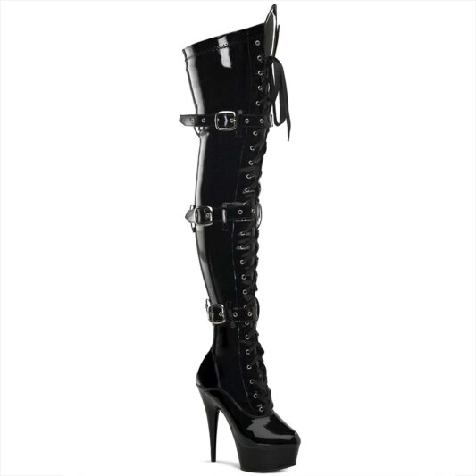 Pleaser DELIGHT-3028 Black Stretch Patent/Black EU-35 / US-5