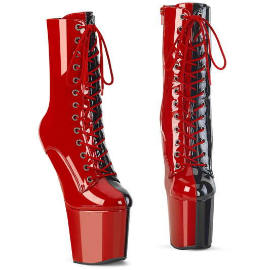 Pleaser CRAZE-1040TT Platform Knee-High Knee-High Boots Patent Black Red EU-38 / US-8