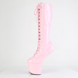 Pleaser CRAZE-2023 Platform Knee-High Knee-High Boots Patent Pink EU-37 / US-7