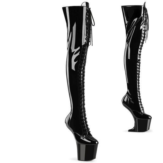Pleaser CRAZE-3023 Platform Overknee Boots Patent Black EU-37 / US-7