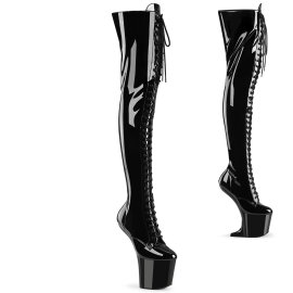 Pleaser CRAZE-3023 Platform Overknee Boots Patent Black...