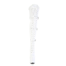 Pleaser CRAZE-3028 Platform Overknee Boots Patent White...