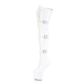 Pleaser CRAZE-3028 Platform Overknee Boots Patent White EU-38 / US-8