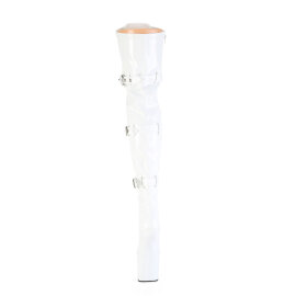 Pleaser CRAZE-3028 Platform Overknee Boots Patent White EU-38 / US-8
