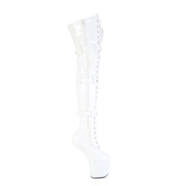 Pleaser CRAZE-3028 Platform Overknee Boots Patent White EU-38 / US-8