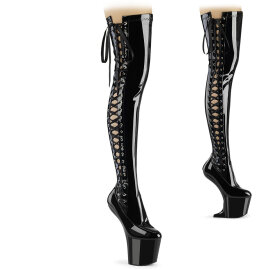 Pleaser CRAZE-3050 Platform Overknee Boots Patent Black...
