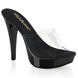 Fabulicious COCKTAIL-501 Platform Mules Clear Black EU-38 / US-8