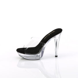 Fabulicious COCKTAIL-501 Platform Mules Transparent Black EU-37 / US-7