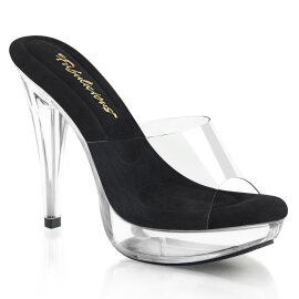 Fabulicious COCKTAIL-501 Platform Mules Transparent Black...