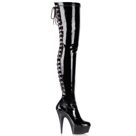 Pleaser DELIGHT-3063 Black Stretch Patent/Black EU-42 / US-12