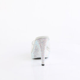 Fabulicious COCKTAIL-501DM Platform Mules Clear Rhinestones Silver EU-38 / US-8