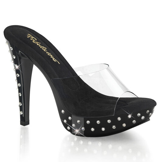 Fabulicious COCKTAIL-501SDT Platform Mules Clear Black EU-35 / US-5