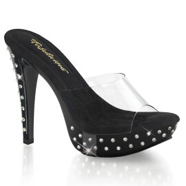 Fabulicious COCKTAIL-501SDT Platform Mules Clear Black EU-37 / US-7