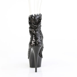 Pleaser DELIGHT-1008SQ Platform Ankle Boots Sequins Black EU-35 / US-5