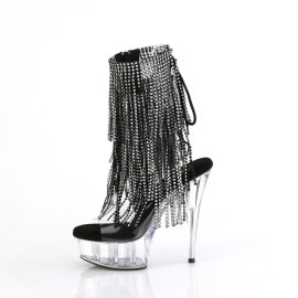 Pleaser DELIGHT-1017RSF Platform Ankle Boots Clear Rhinestones Black EU-35 / US-5