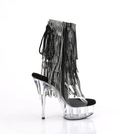 Pleaser DELIGHT-1017RSF Platform Ankle Boots Clear Rhinestones Black EU-35 / US-5