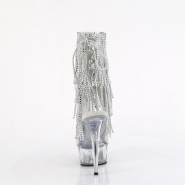 Pleaser DELIGHT-1017RSF Platform Ankle Boots Clear Rhinestones Silver EU-35 / US-5