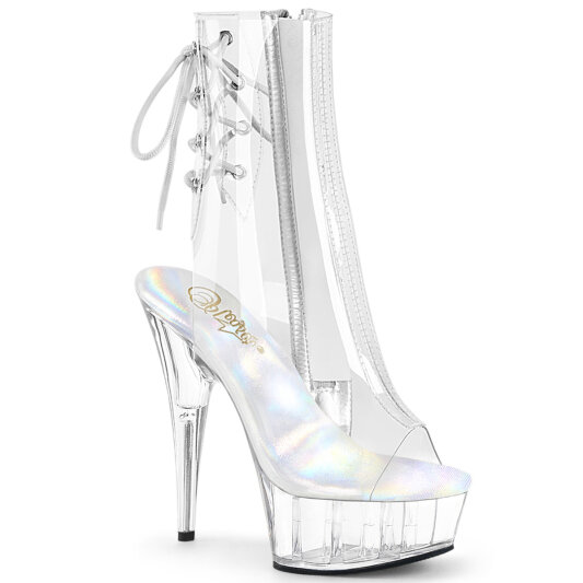 Pleaser DELIGHT-1018C Platform Ankle Boots Clear EU-40 / US-10