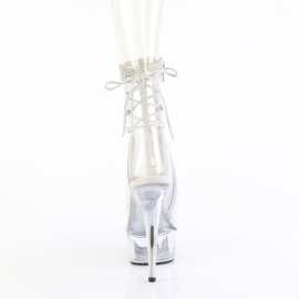 Pleaser DELIGHT-1018C-2RS Platform Ankle Boots Clear Rhinestones Transparent EU-39 / US-9
