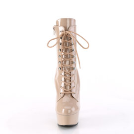 Pleaser DELIGHT-1020 Platform Ankle Boots Patent Beige...