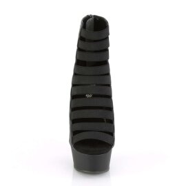 Pleaser DELIGHT-600-13 Black Elastic Band-Black Faux...