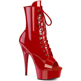 Pleaser DELIGHT-1021 Platform Ankle Boots Patent Red...