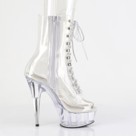Pleaser DELIGHT-1021C Platform Ankle Boots Clear EU-38 / US-8