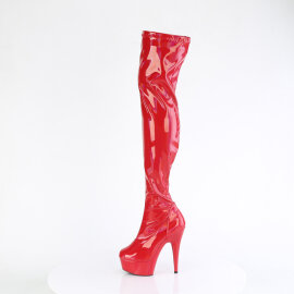 Pleaser DELIGHT-3000HWR Platform Overknee Boots Patent Hologram Red EU-35 / US-5