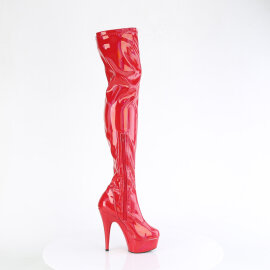 Pleaser DELIGHT-3000HWR Platform Overknee Boots Patent Hologram Red EU-35 / US-5